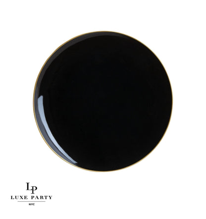 Black Plastic Dessert Plates - with Gold Edge