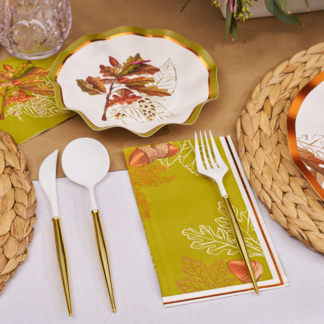 Fall Acorn and Oak Paper Dessert and Appetizer Plates