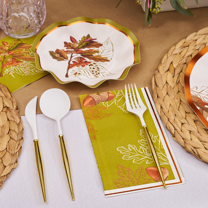 Fall Acorn and Oak Paper Dessert and Appetizer Plates