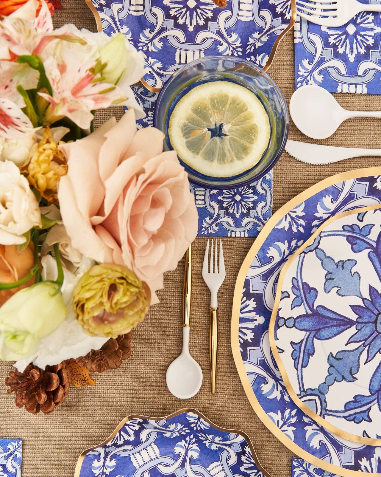 Moroccan Blue Paper Salad Plates