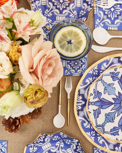 Moroccan Blue Paper Salad Plates