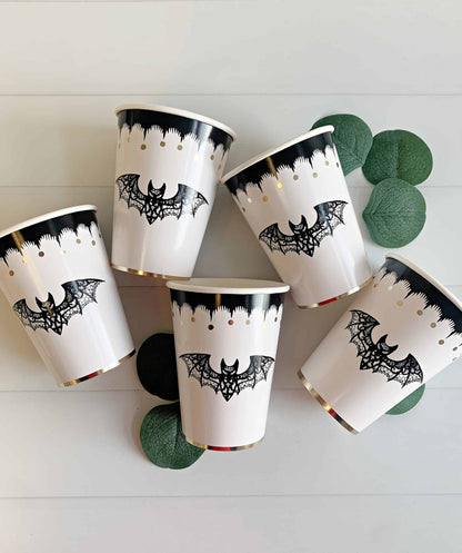 Elegant Halloween Bat Paper Party Cups