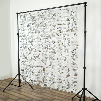 Silver Floral Backdrop Curtain - Photo Booth Background for Weddings & Parties (6ft x 5.75ft)