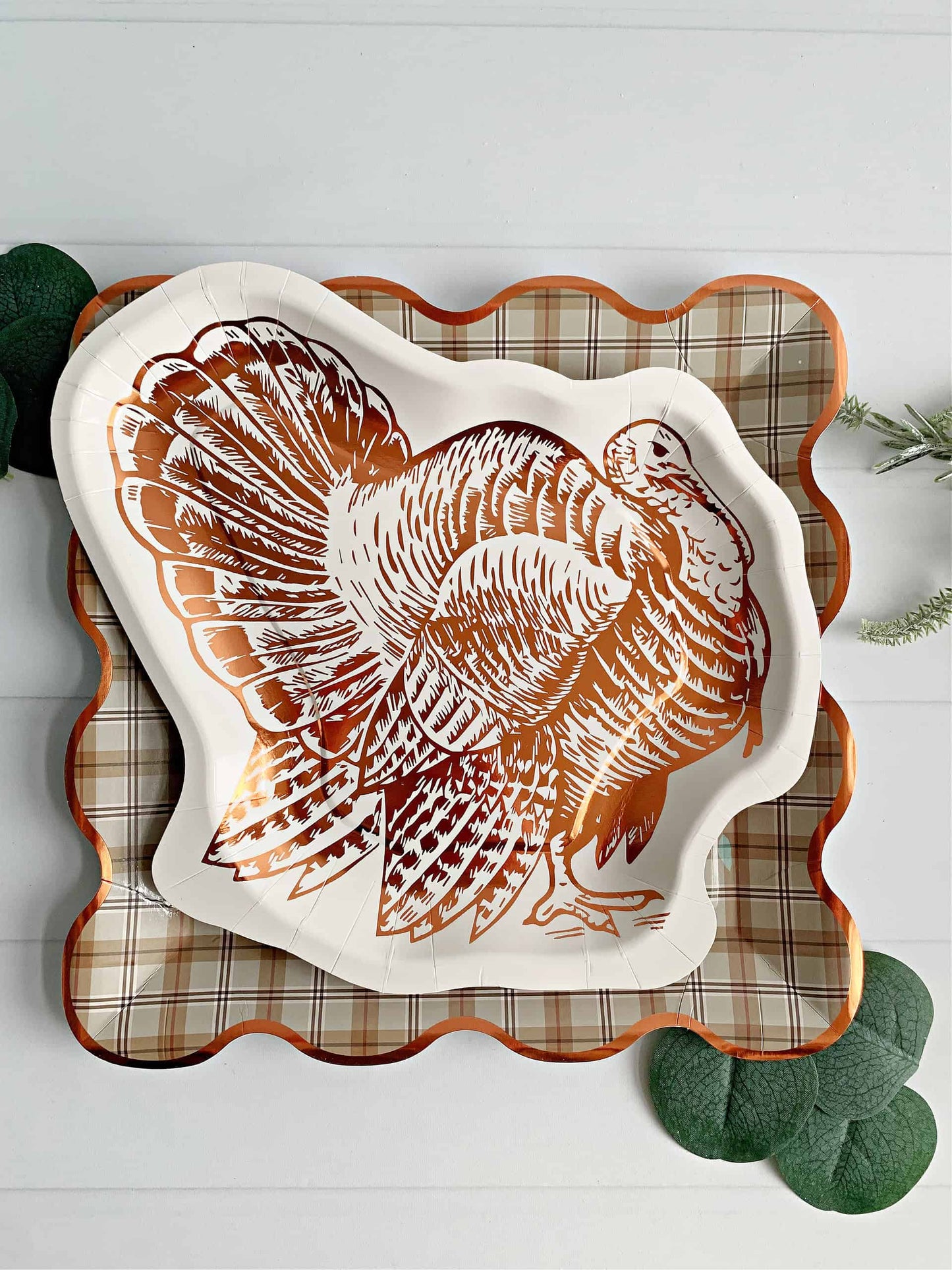 Turkey Appetizer and Dessert Plates - Elegant Copper Foil