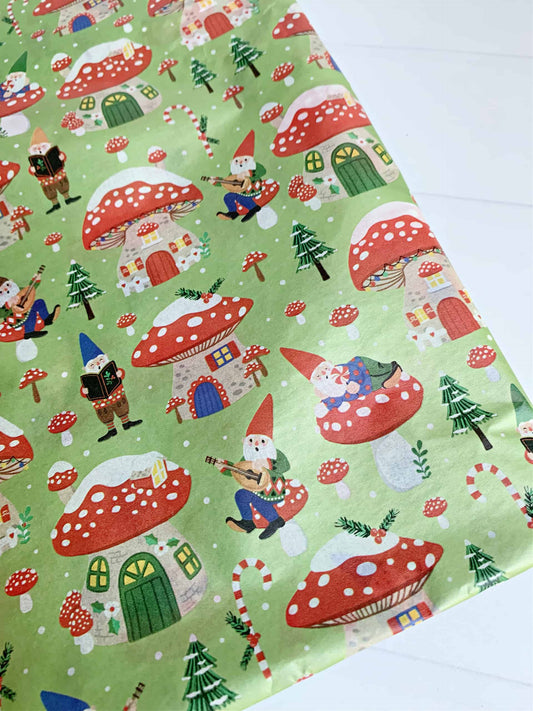 Holiday Gnomes & Mushrooms Tissue Paper - 10 Sheets