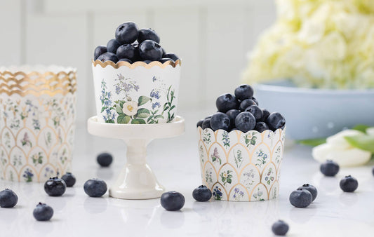 Blue and Cream Botanical Food Cups (36 ct)