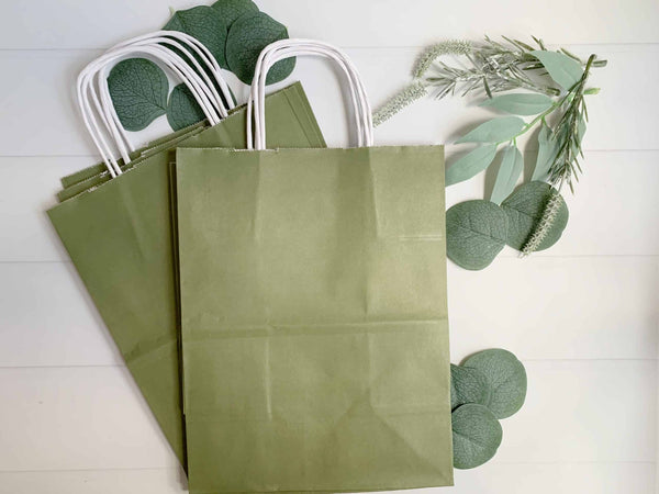 Olive Green Favor & Gift Bags - Set of 10