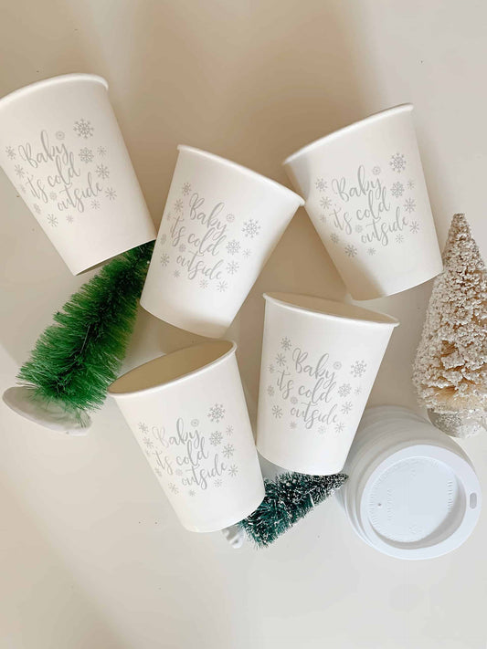 Baby It's Cold Outside Hot and Cold Cups for a winter baby shower, wedding or hot cocoa bar