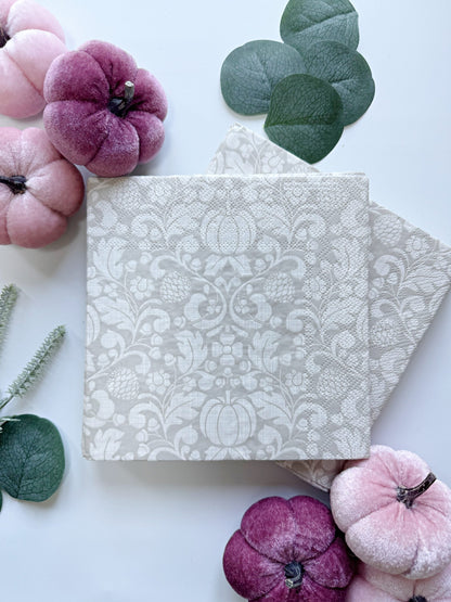 Cream & Tan Little Pumpkin and Acorn Lunch Napkins