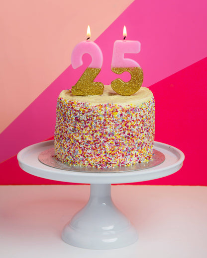 Pink Number Candles - Gold Glitter