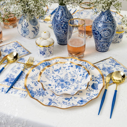 Blue Toile Paper Dessert Plates