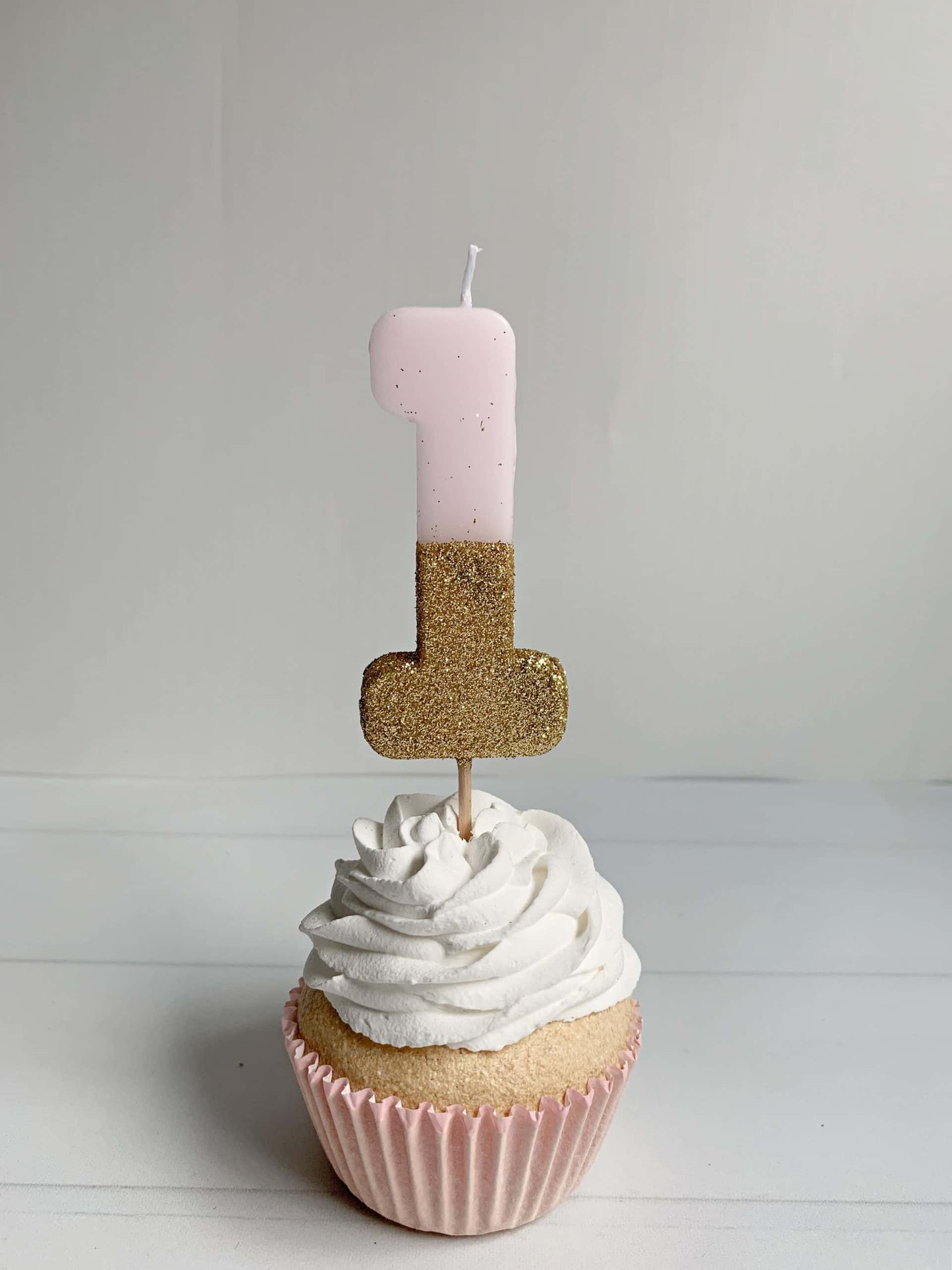 PALE Pink Glitter Candle - 1