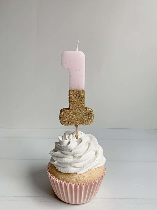 PALE Pink Glitter Candle - 1