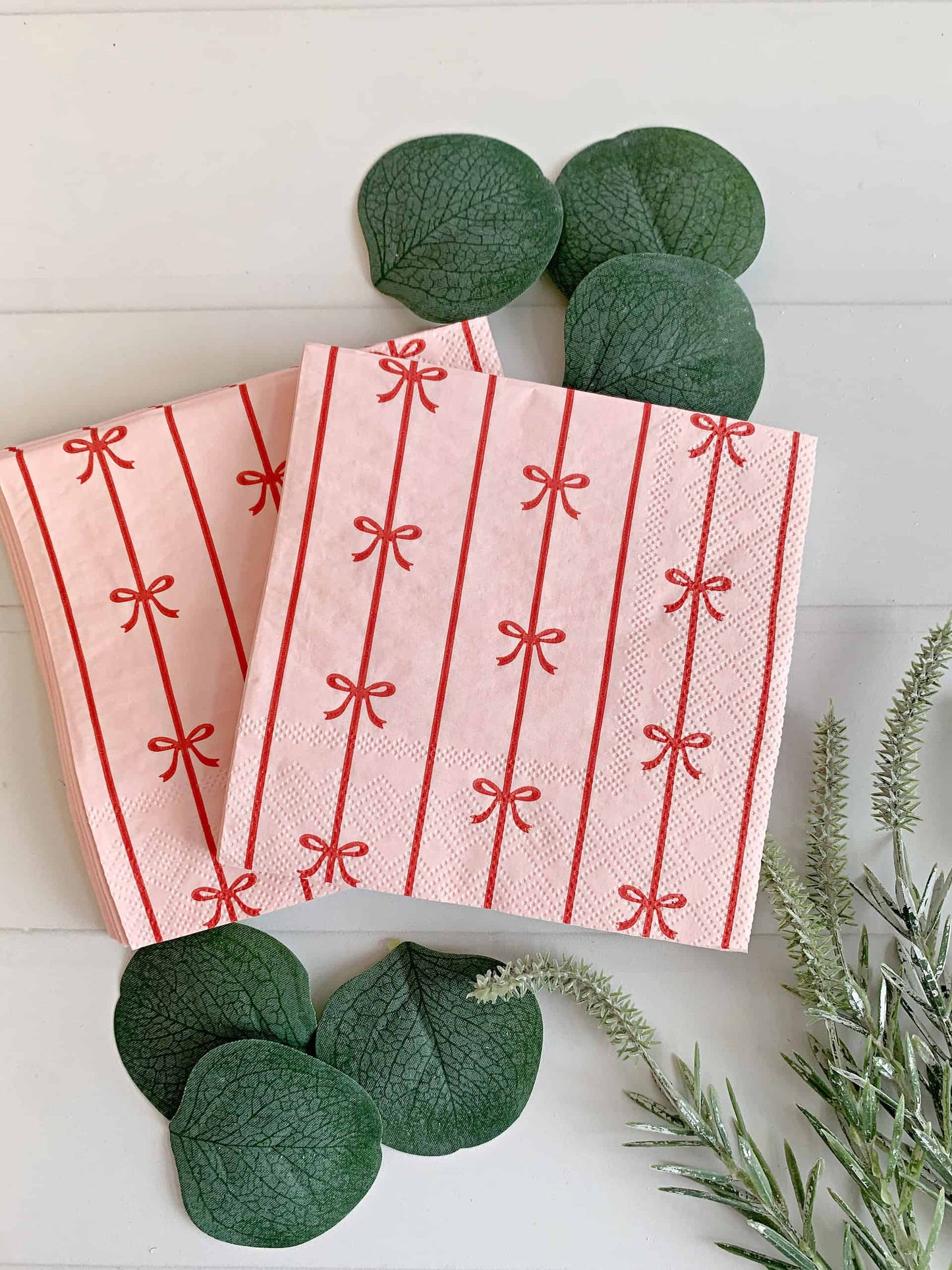 Pink with Red Bow Cocktail Napkins