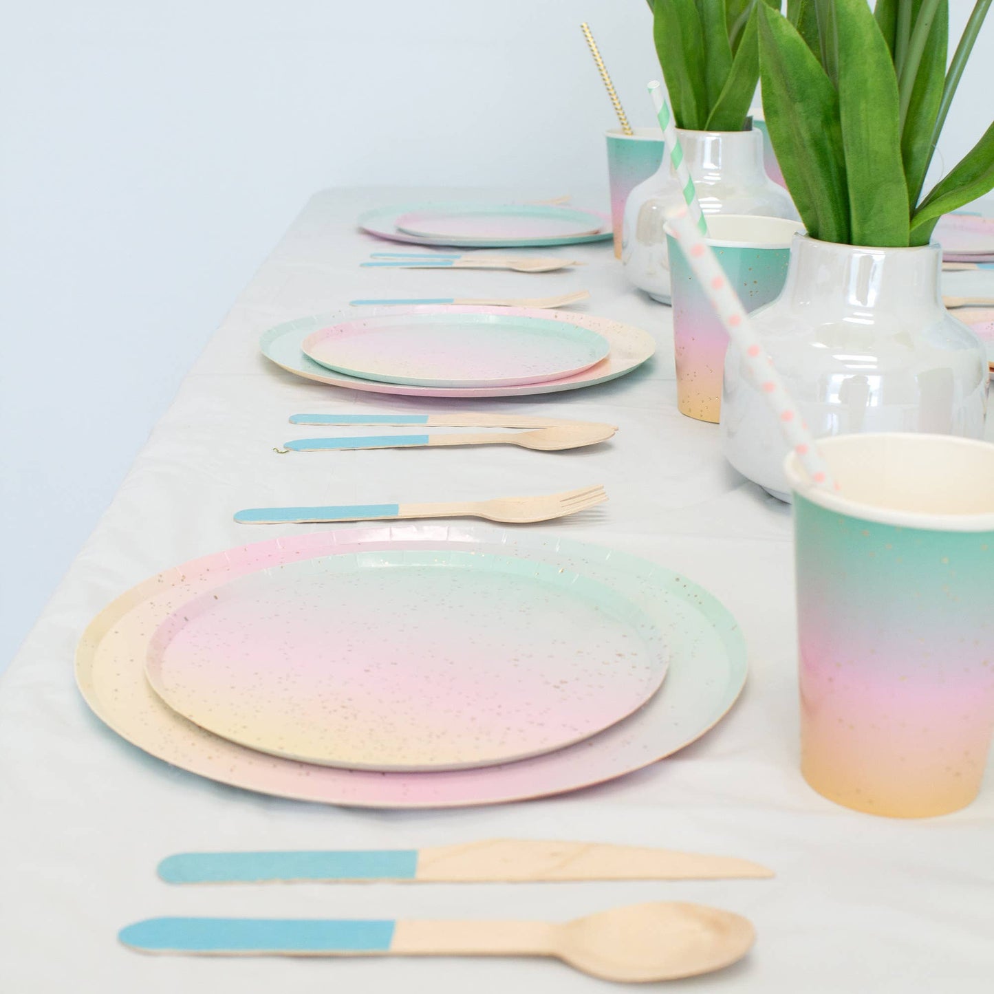 Pastel Rainbow Ombre Paper Cups (Set of 8)