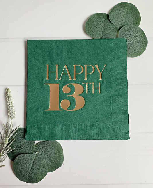 Happy 13th Birthday Napkins | Forest & Gold