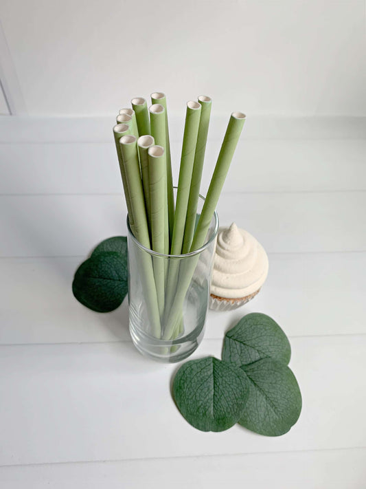 Sage Green Straws - Set of 12