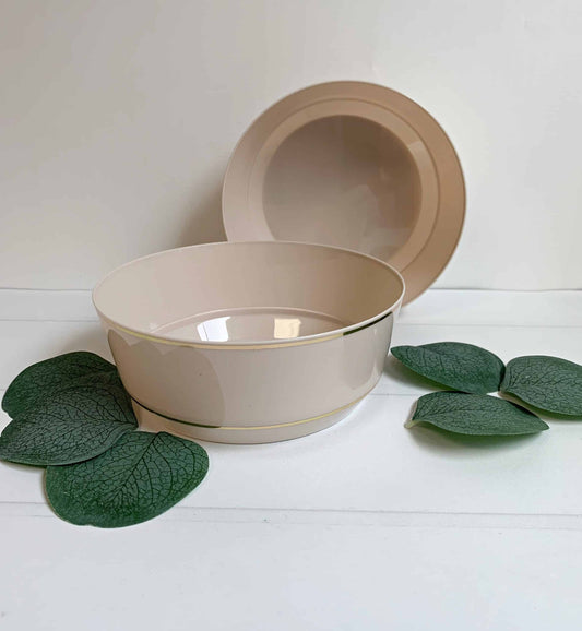 Linen With Gold Edge Plastic Bowls
