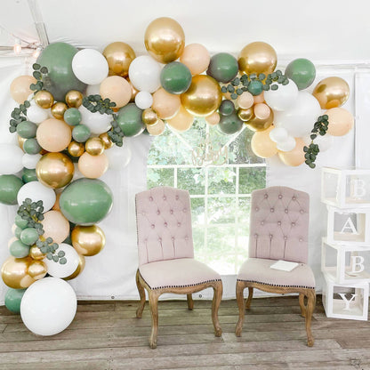 Sage, Gold & White Balloon Garland