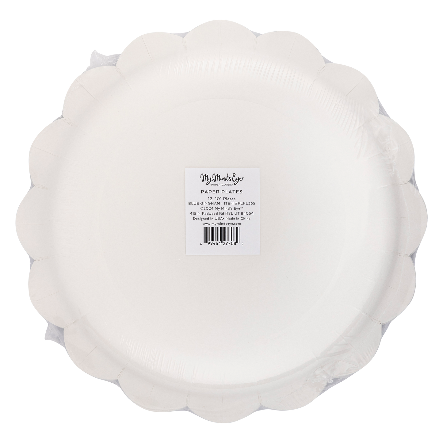 Scalloped Blue Gingham Paper Plates