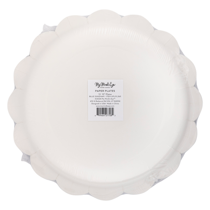 Scalloped Blue Gingham Paper Plates
