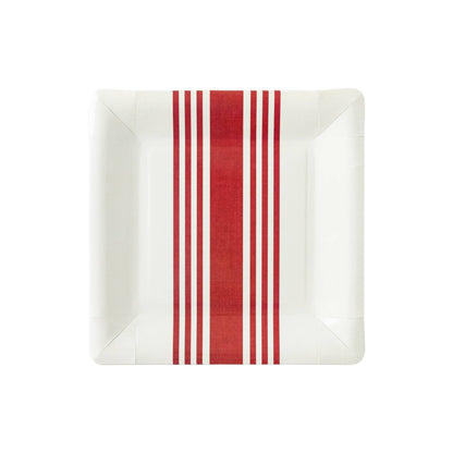 Red Ticking Stripe Plates