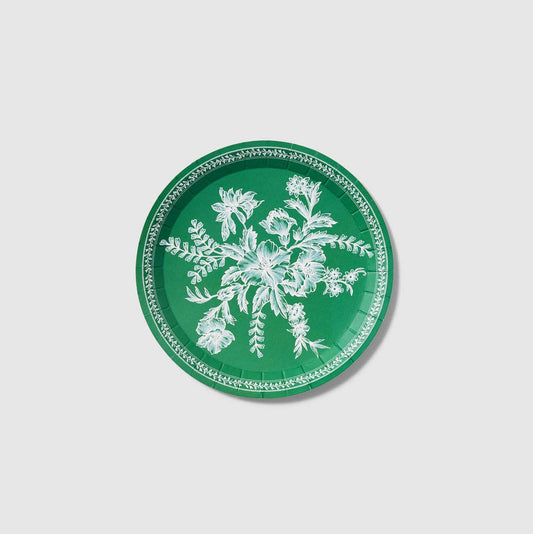 Emerald Toile Small Paper Plates - Dessert