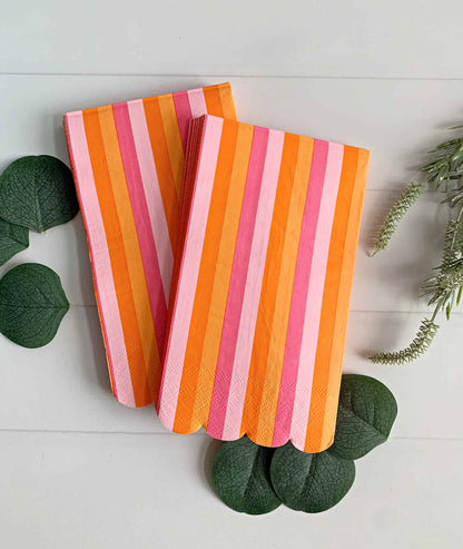 Hot Pink & Orange Scalloped Dinner Napkins