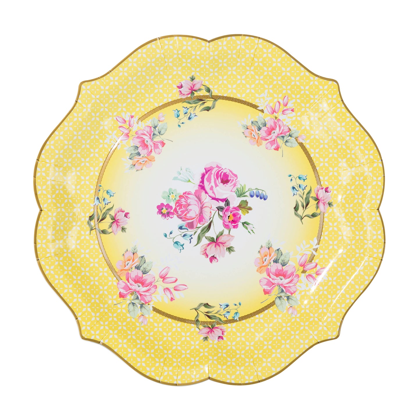 Tea Party Serving Platters - Floral Paper Trays for Alice in Wonderland & Baby Showers (4-Pack)