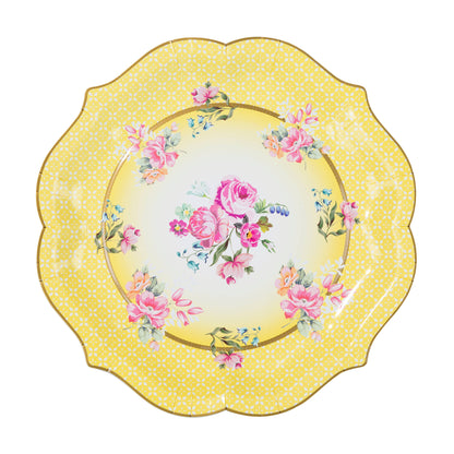 Tea Party Serving Platters - Floral Paper Trays for Alice in Wonderland & Baby Showers (4-Pack)