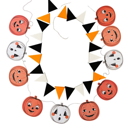 Vintage Halloween Pumpkins and Felt Pennant Banner