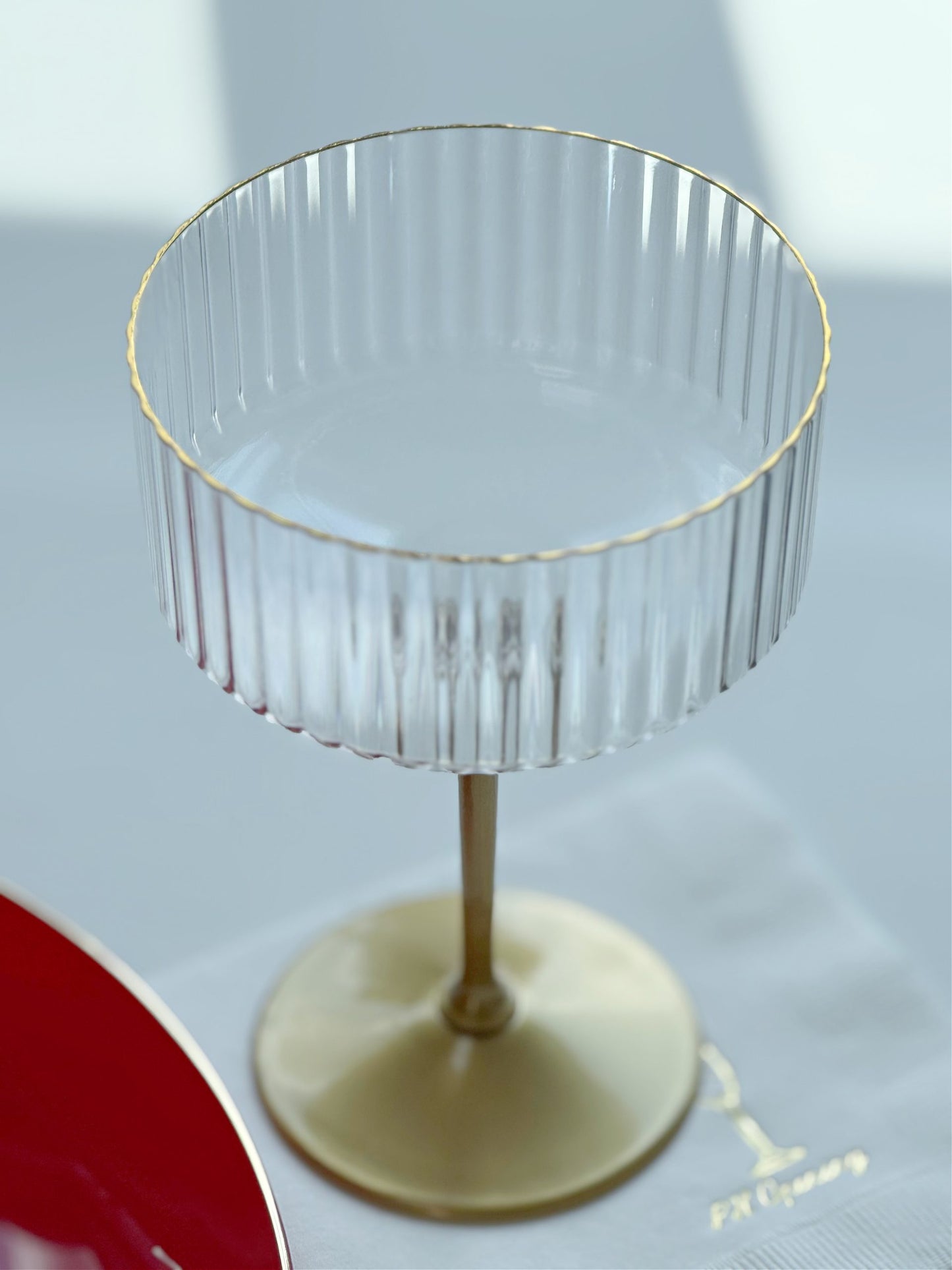 Clear Sleek Square Plastic Coup Glass- 9 ounce