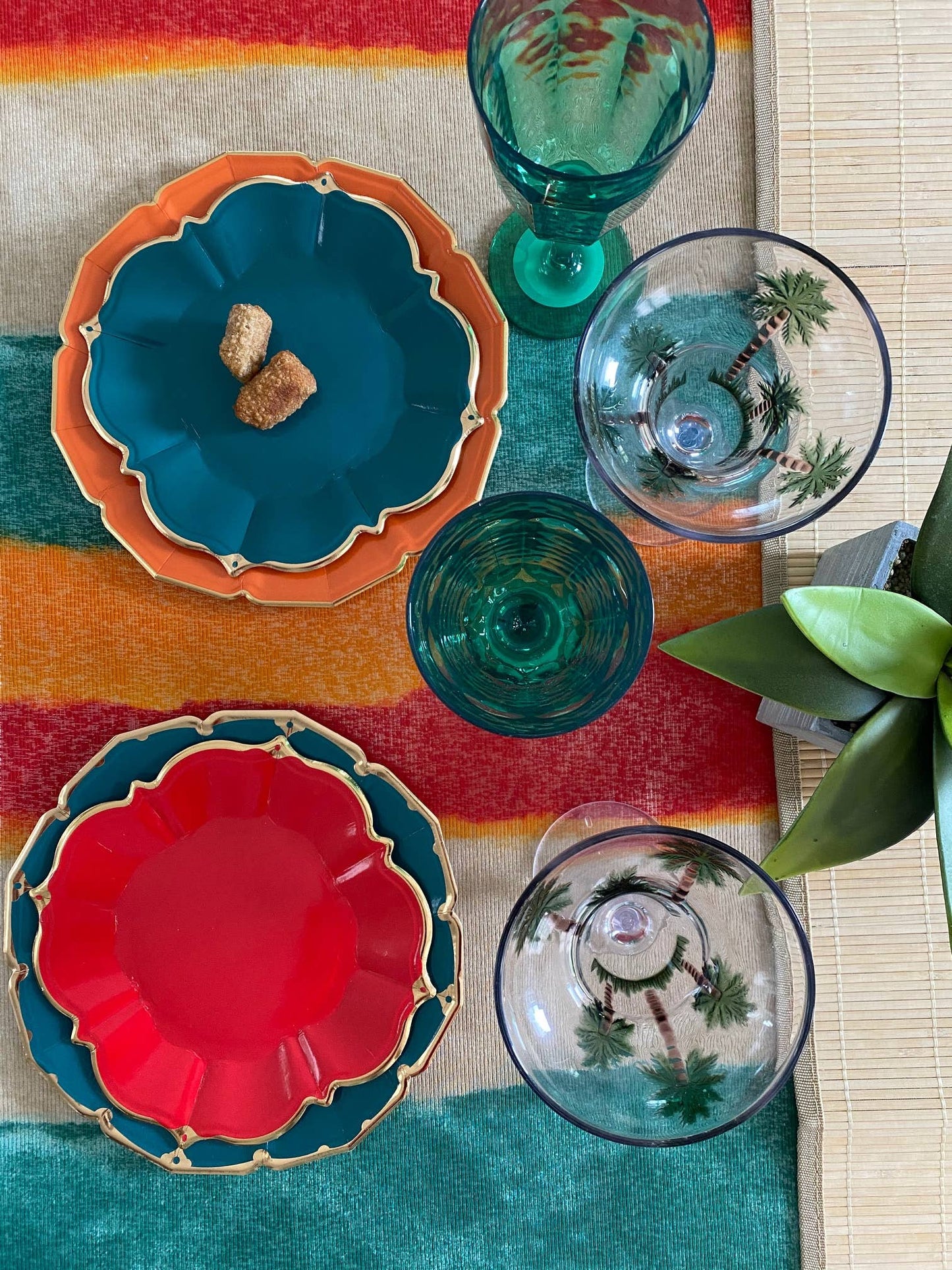 Red Scalloped Dessert Plates