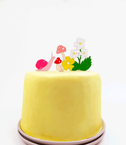 Mushroom and Flower Cake Topper Yellow Mushrooms