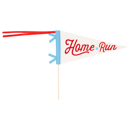 Small pennant flag with 'Home Run' text on a white background
