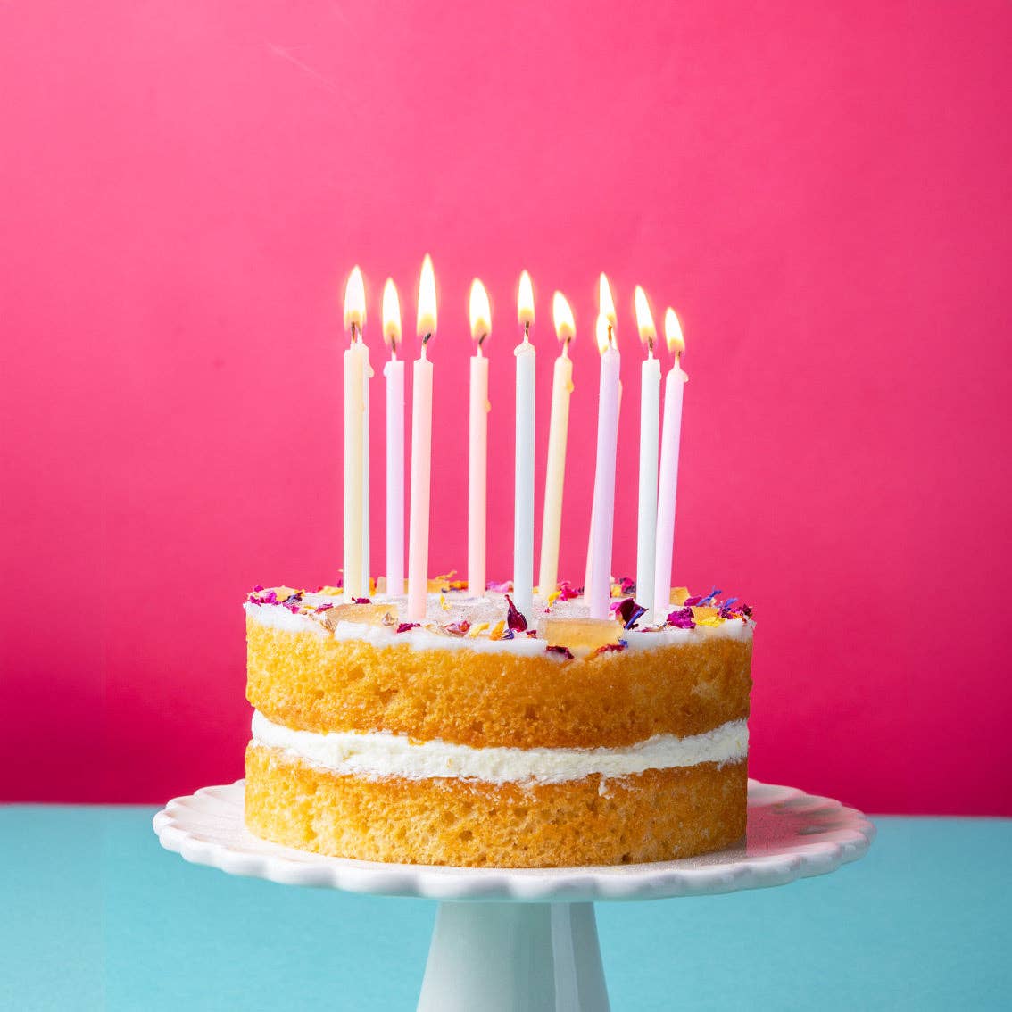 Pastel Birthday Candles | 16 Pack Tall Cake Candles by Talking Tables