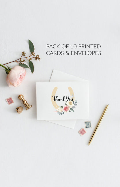 Derby Thank You Notes Printed - Blush & Gold Floral