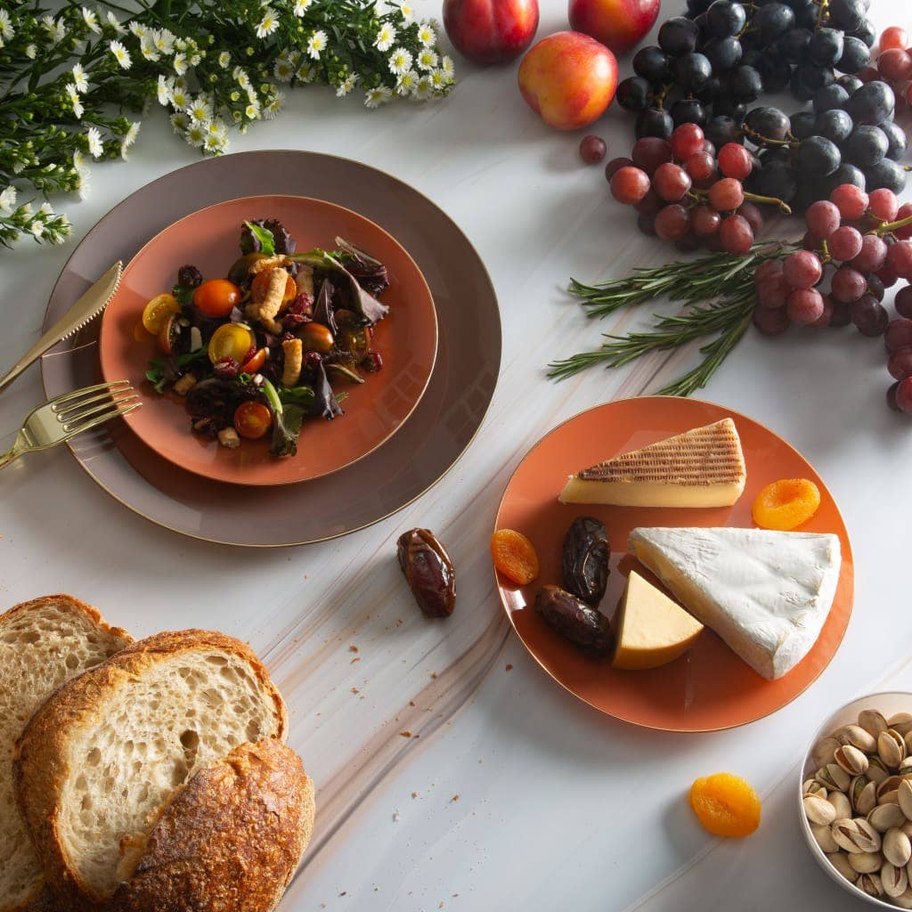 Soft Terracotta with Gold Edge Dessert Plates 7.25"