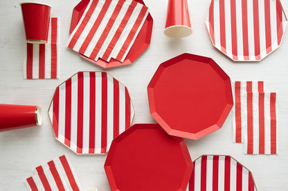 Red Cabana Striped Large Plates