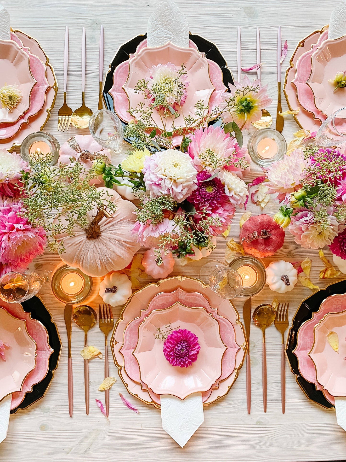 Blush Pink Cake Plates with Gold Edge