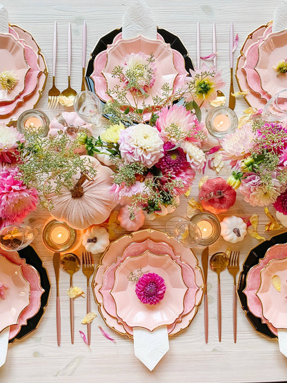 Blush Pink Cake Plates with Gold Edge