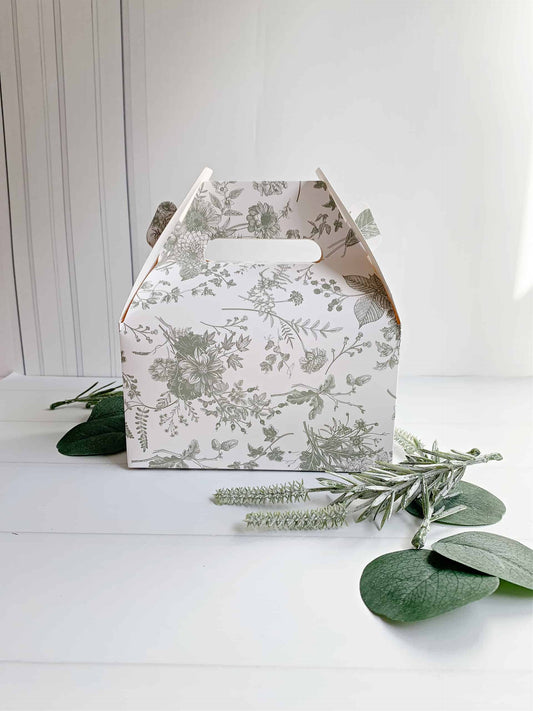 Sage Floral Gable Gift Tote - Set of 10