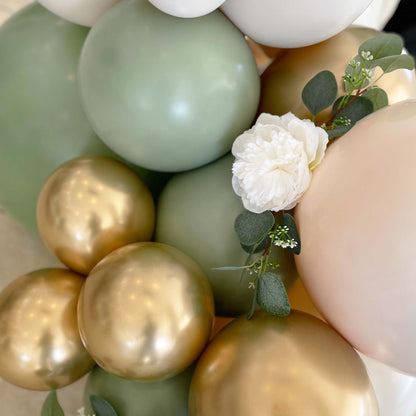 Sage, Gold & White Balloon Garland