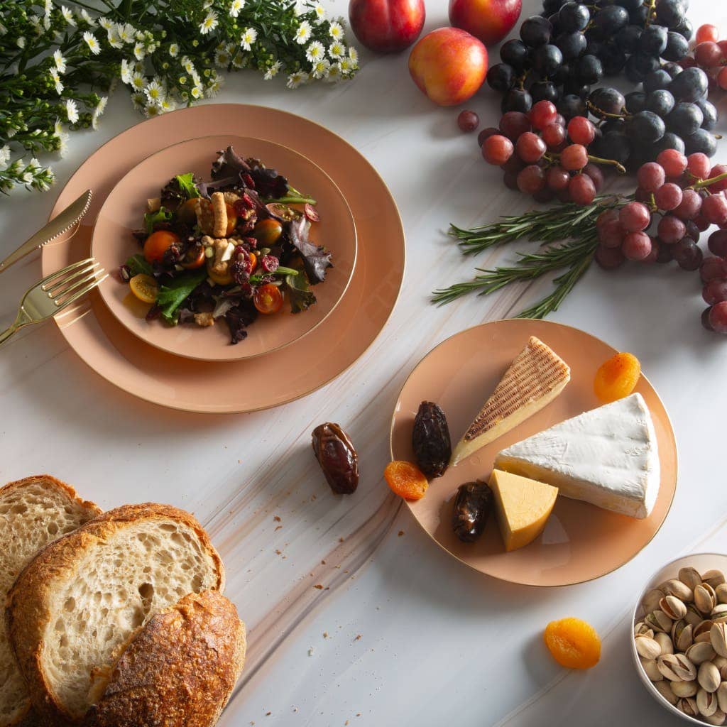 Clay with Gold Edge Dessert Plates 7.25"