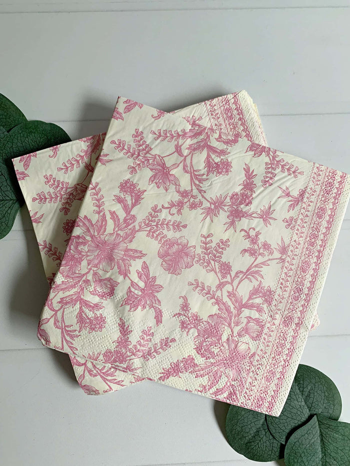 Pink Toile Luncheon Napkins | EnFete Party