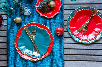 Teal Scalloped Lunch Plates