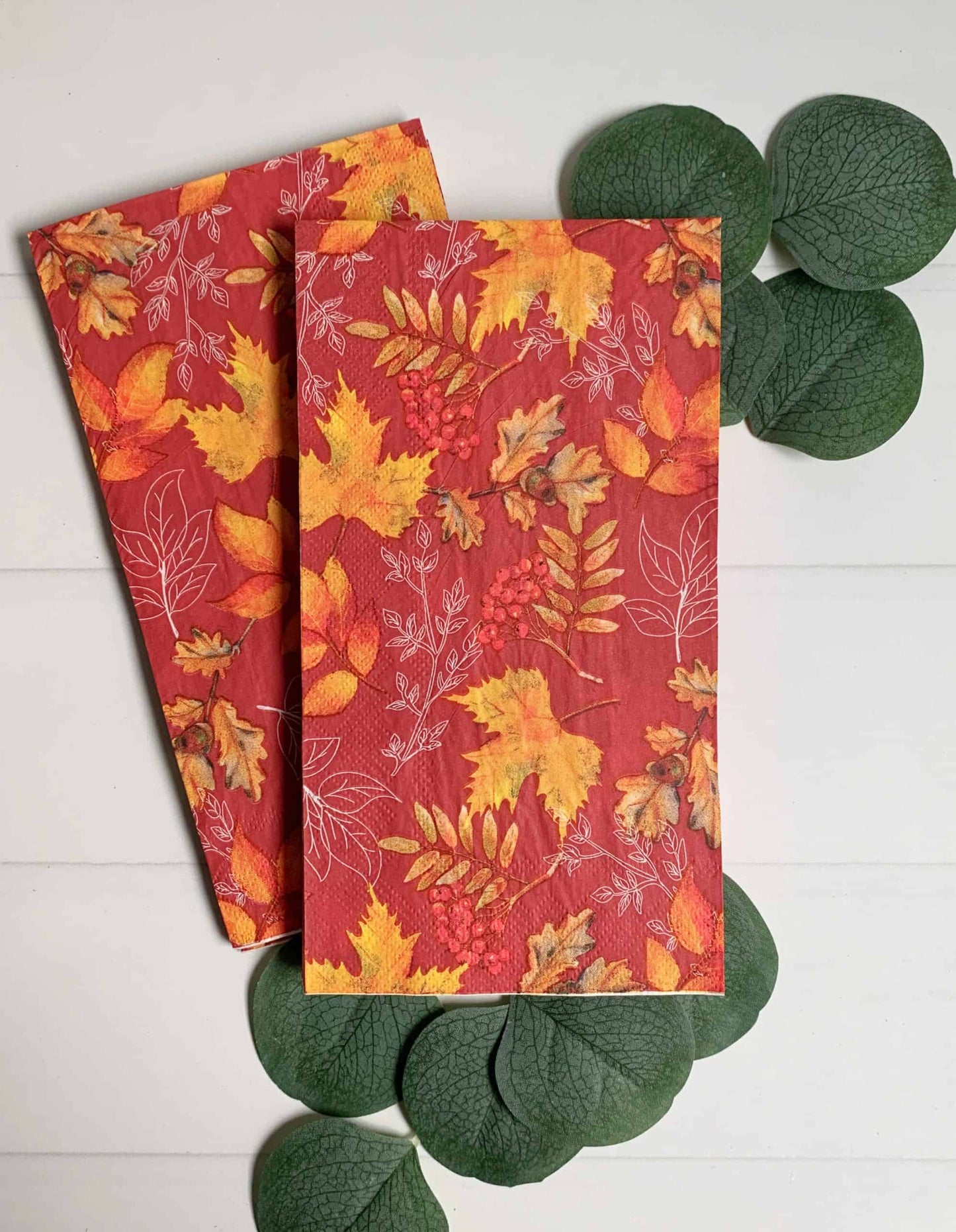 Red & Orange Fall Leaves Paper Dinner Napkins - Set of 20
