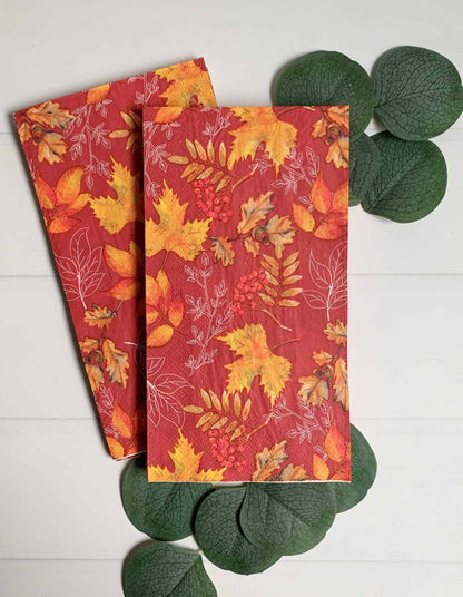Red & Orange Fall Leaves Paper Dinner Napkins - Set of 20