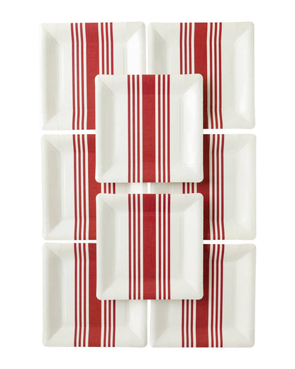 Red Ticking Stripe Plates