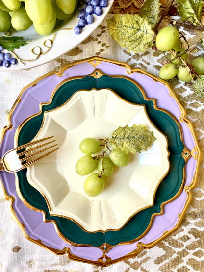 Cream Cake Plates with Gold Edge